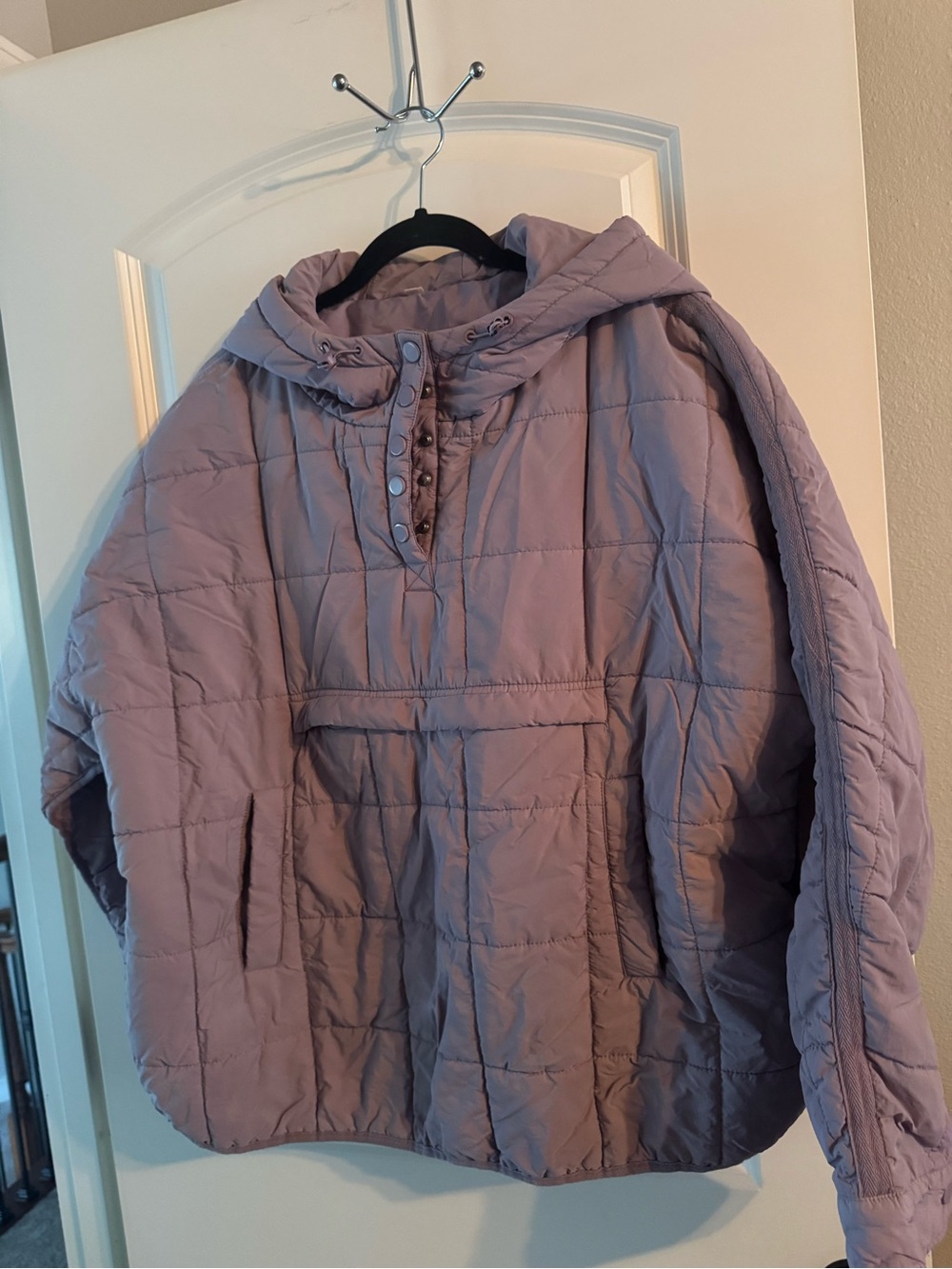 Quilted Hooded Pullover Jacket — Mauve Lavender
